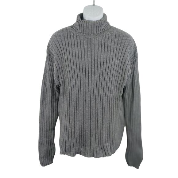OLD NAVY OUTLET! LUXE DOVE GRAY RIBBED KNIT TURTLENECK SWEATER! SZ L - Picture 2 of 8